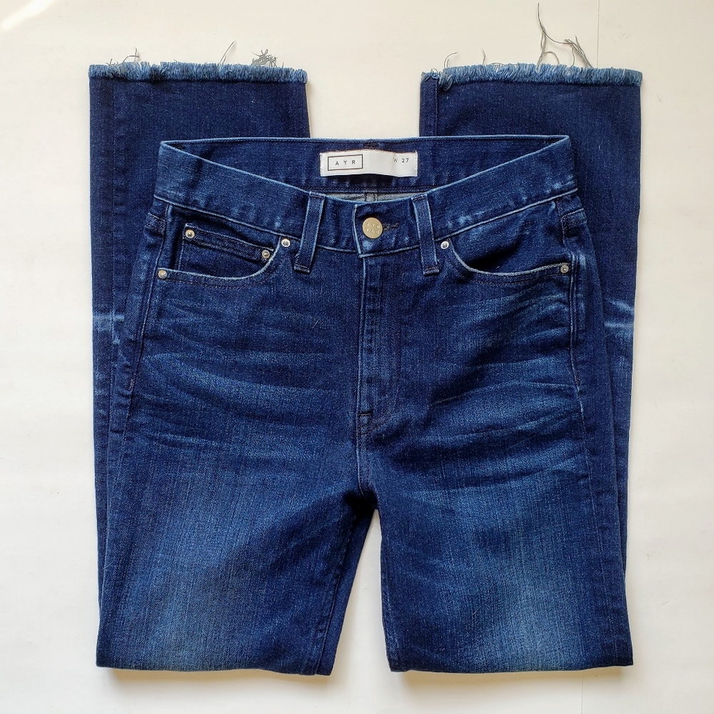 AYR The Aloe High Rise Frayed Straight Leg Jeans